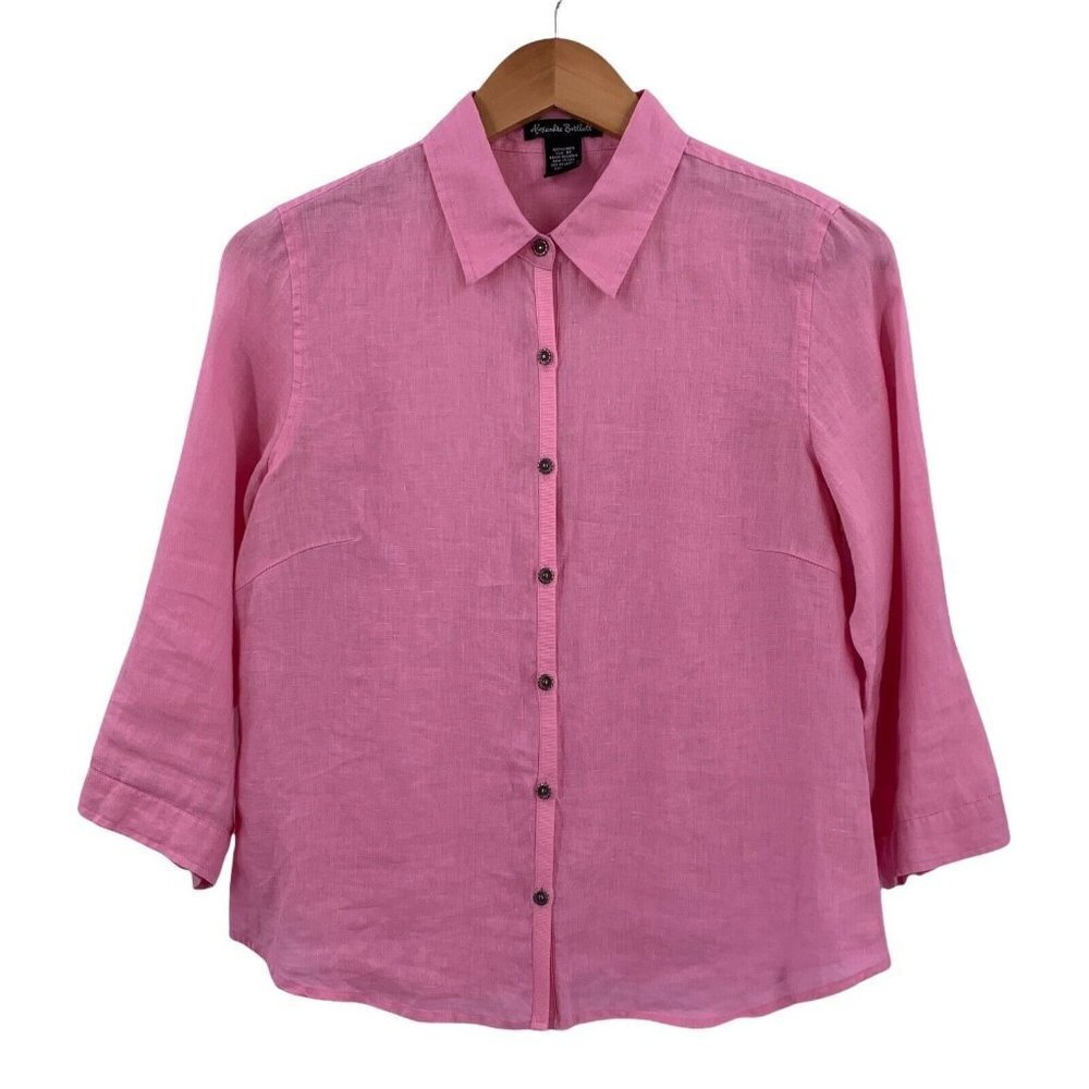 Alexandra Bartlett Pink 100% Linen Casual Shirt Size Medium